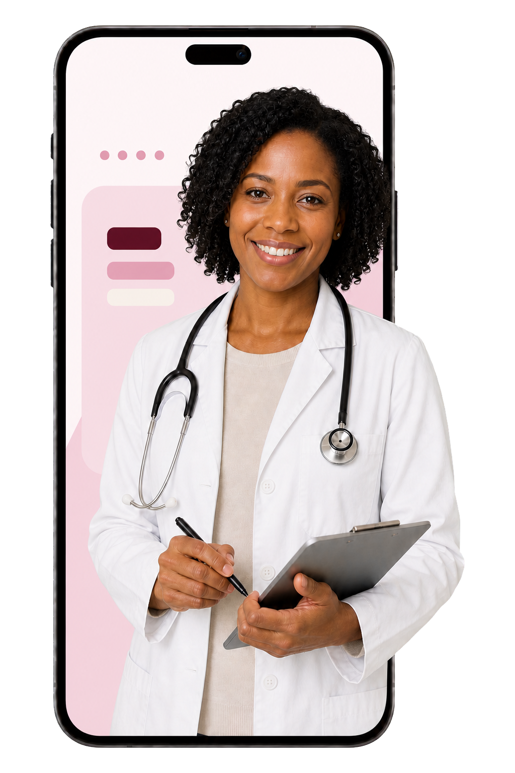 A licensed provider shown on a phone screen during an online visit